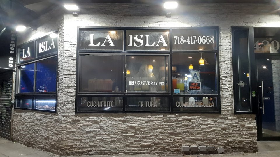 Counter service inside a Puerto Rican restaurant.